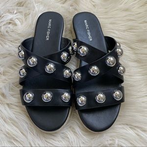 NWOT Marc Fisher Prisca black espadrille silver stud sandal 7.5, Never worn!